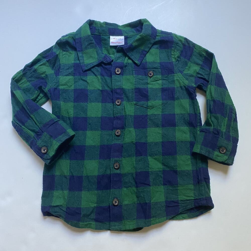 Hanna Andersson Festive Tartan Plaid Flannel Button Down Long Sleeve Shirt